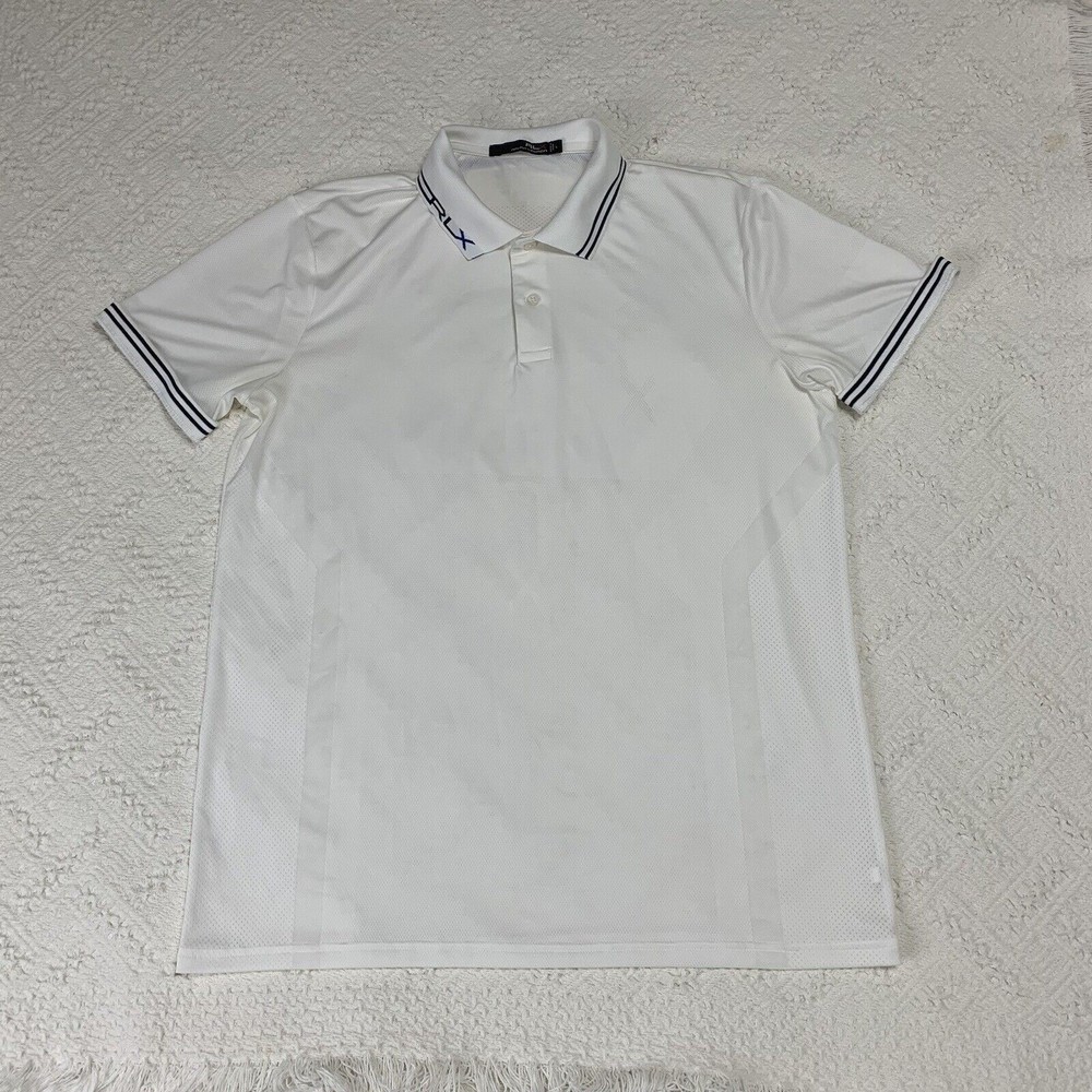 Ralph Lauren Polo Shirt Mens Large Lightweight Short Sleeve White Golf RLX